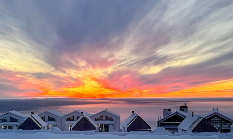 sunset over the Star Arctic Hotel